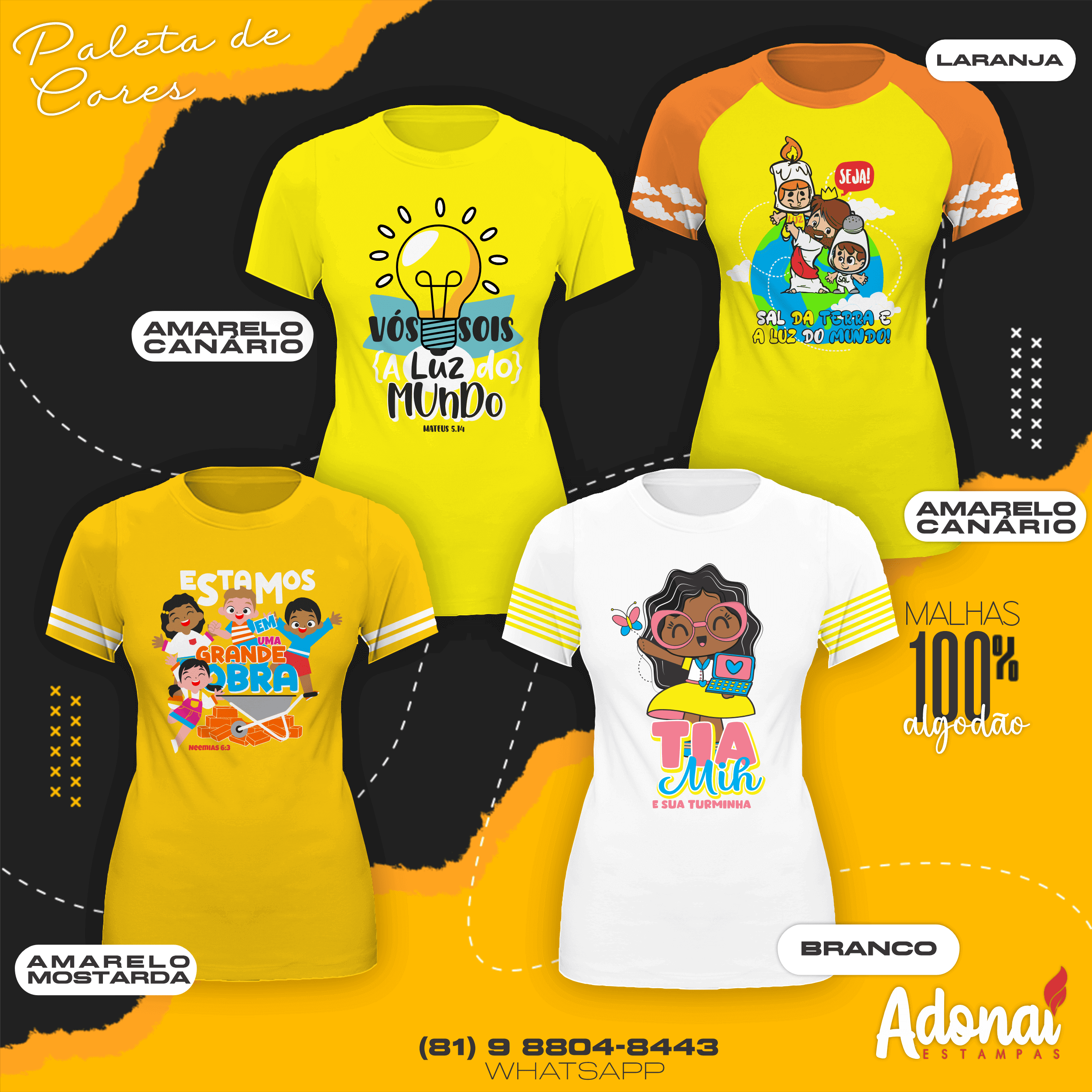 Camisa modelo amarela para o público infantil