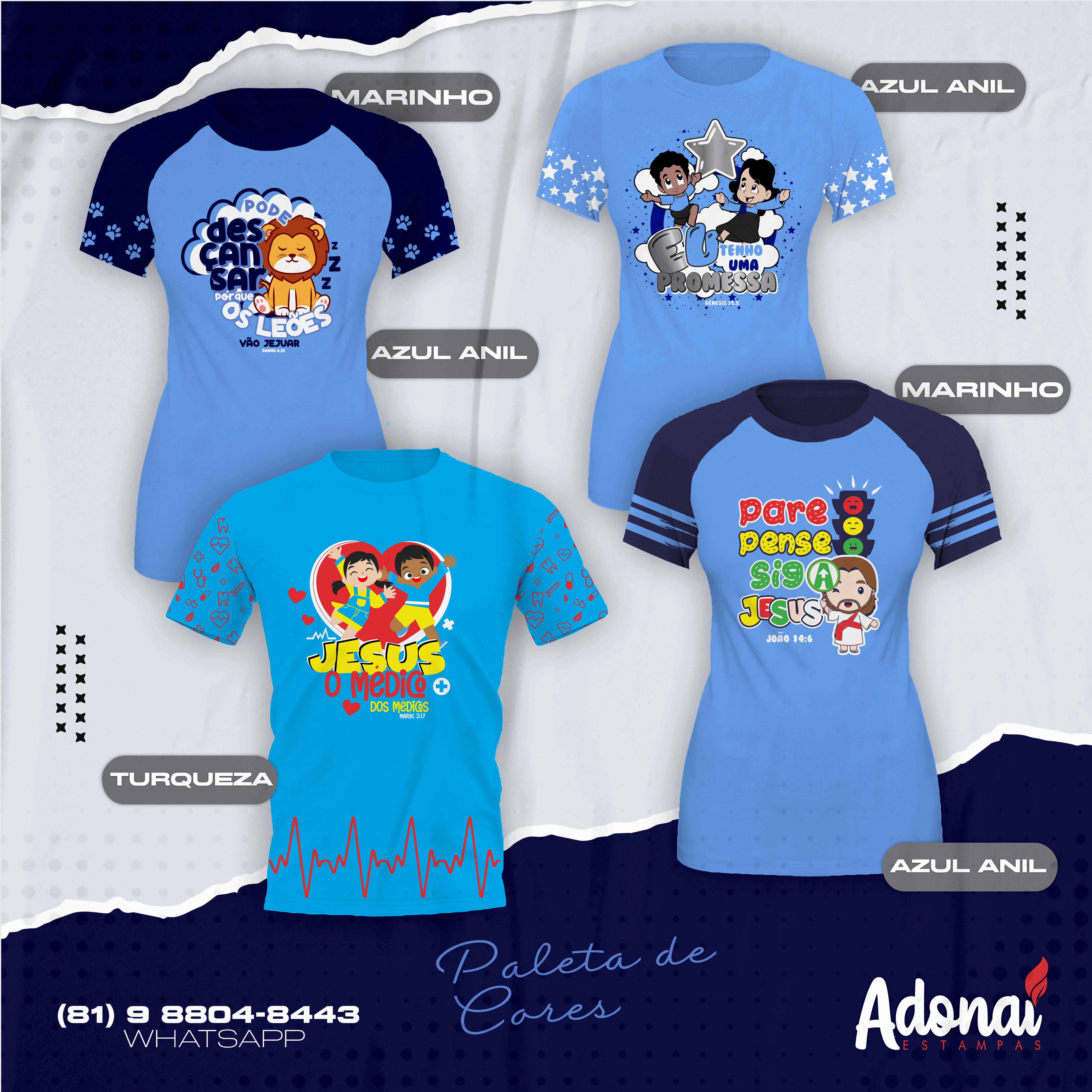 Camisa modelo azul para o público infantil